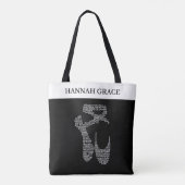 Ballet Pointe Shoe Typografie Zwart-wit Tote Bag (Achterkant)