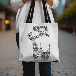 Ballet Pointe Shoe Typografie Zwart-wit Tote Bag