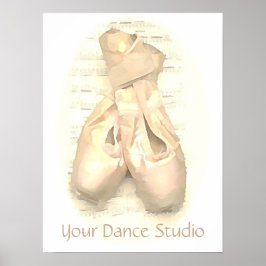 Ballet Pointe Shoes, gebilderd, aangepast Poster