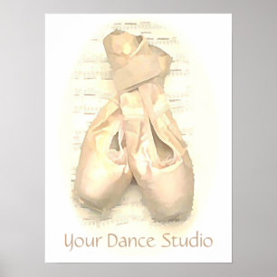 Ballet Pointe Shoes, gebilderd, aangepast Poster