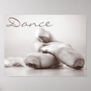 Ballet Pointe Shoes on Dance Floor Sjabloon Poster