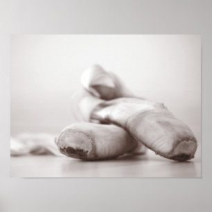 Ballet Pointe Shoes on Dance Floor Sjabloon Poster