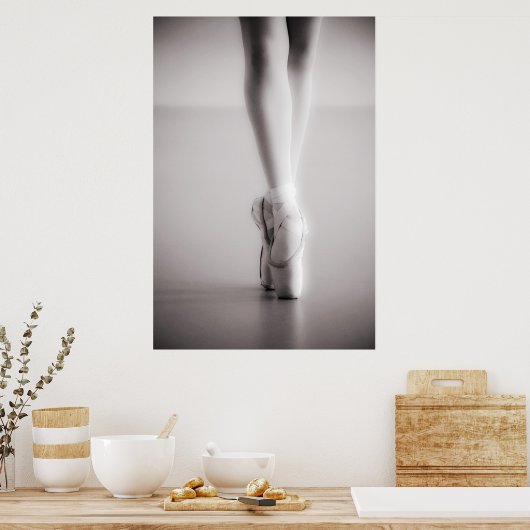Ballet Pointe Shoes Sepia Dansend Slippers Poster (Keuken)