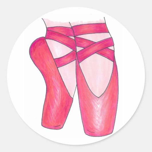 Ballet Pointe Toe Shoes Ballerina Dance Teacher Ronde Sticker (Voorkant)