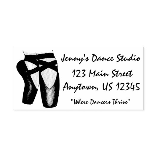 Ballet Pointe Toe Shoes Dance Studio Address Rubberstempel (Afrduk)