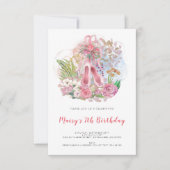 Ballet Pompen Bloemen Roze Meisje 7e Verjaardagsfe Kaart (Voorkant)