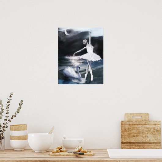 Ballet Poster: Moonlight op het meer van Swan Poster (Keuken)
