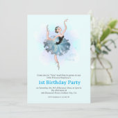 Ballet Princess 1st Birthday Pastel Illustration Kaart (Staand voorkant)