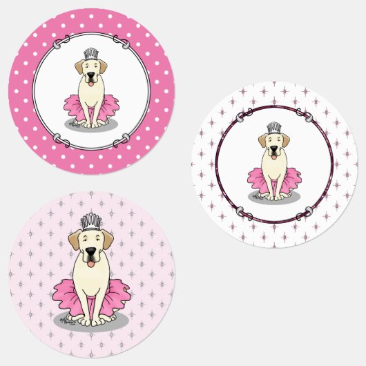 Ballet Princess Yellow Lab Labrador Retriever Dog Labels (Groep)