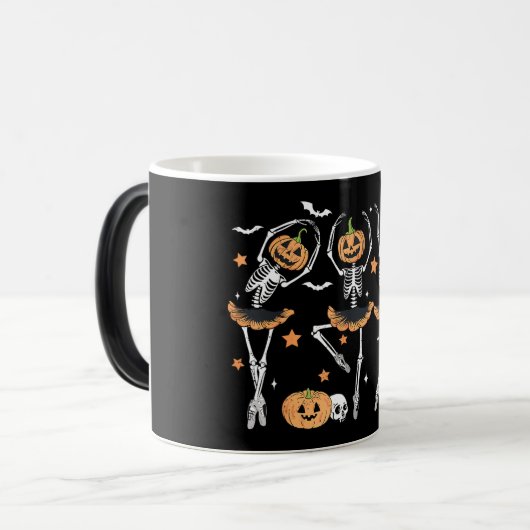 Ballet Pumpkin Skeleton Scary Halloween Magische Mok (Voorkant links)