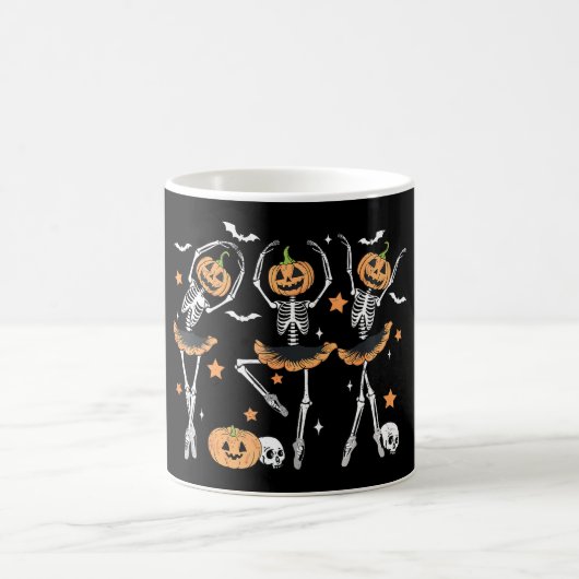 Ballet Pumpkin Skeleton Scary Halloween Magische Mok (Center)
