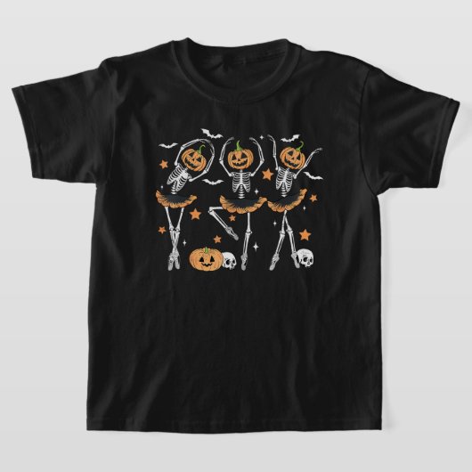 Ballet Pumpkin Skeleton Scary Halloween T-shirt (Laagn)