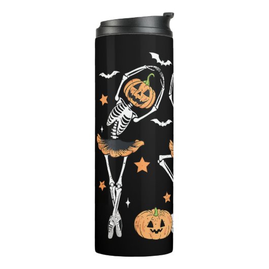 Ballet Pumpkin Skeleton Scary Halloween Thermosbeker (Gedraaid links)