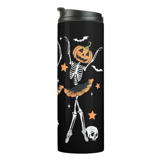 Ballet Pumpkin Skeleton Scary Halloween Thermosbeker (Geroteerd rechts)