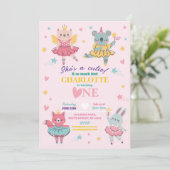 Ballet Rainbow Tutu Roze Beer Verjaardag Roze Kaart (Staand voorkant)