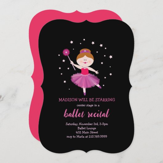 BALLET RECITAL Blonde Ballerina Danser Uitnodiging (Voorkant / Achterkant)