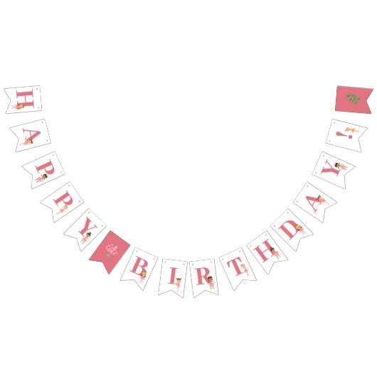 Ballet Roze Ballerina Gelukkige Verjaardag Vlaggetjes (Alle)