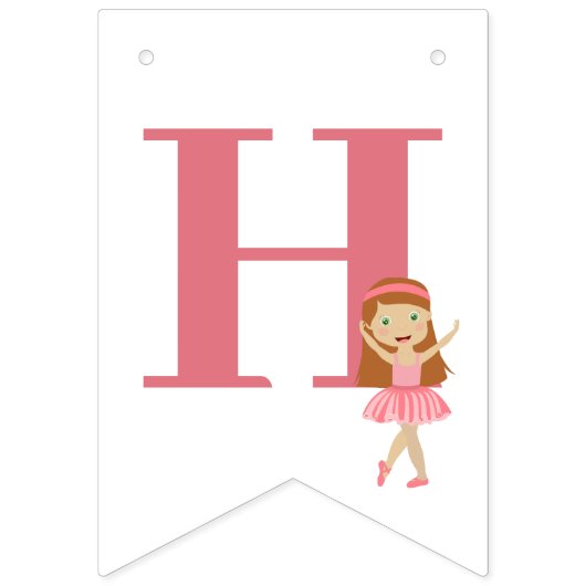 Ballet Roze Ballerina Gelukkige Verjaardag Vlaggetjes (Eerste vlag)