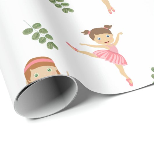 Ballet Roze Ballerina's Dancing Pattern Cadeaupapier (Rol Hoek)