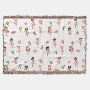 Ballet Roze Ballerina's Dancing Pattern Deken