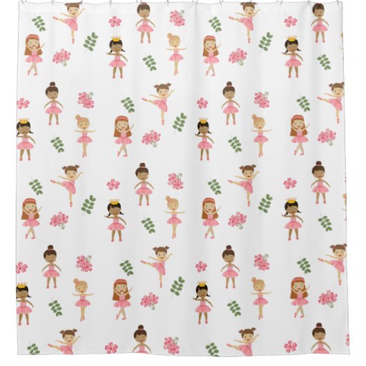 Ballet Roze Ballerina's Dancing Pattern Douchegordijn (Voorkant)
