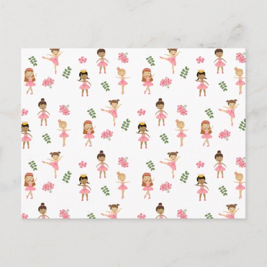Ballet Roze Ballerina's Dancing Pattern Feestdagenkaart (Voorkant)