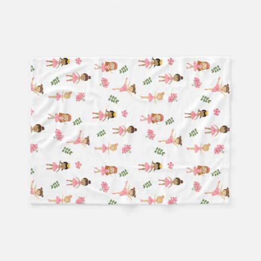Ballet Roze Ballerina's Dancing Pattern Fleece Deken (Voorkant (Horizontaal))