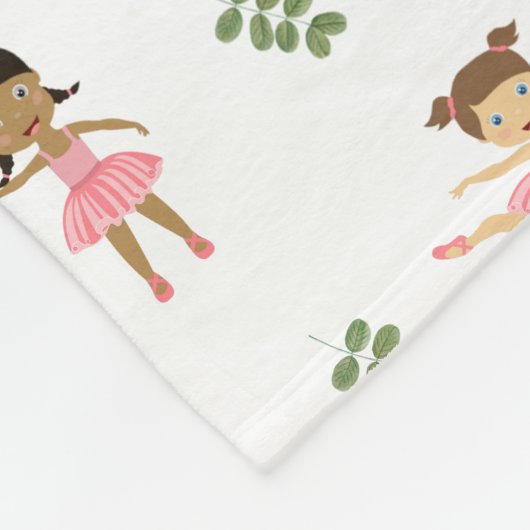 Ballet Roze Ballerina's Dancing Pattern Fleece Deken (Hoek)
