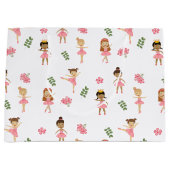 Ballet Roze Ballerina's Dancing Pattern Groot Cadeauzakje (Voorkant)