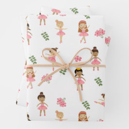 Ballet Roze Ballerina's Dancing Pattern Inpakpapier Vel