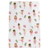 Ballet Roze Ballerina's Dancing Pattern Medium Cadeauzakje (Achterkant)