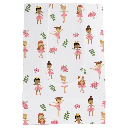 Ballet Roze Ballerina's Dancing Pattern Medium Cadeauzakje (Achterkant)