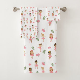 Ballet Roze Ballerina's Dancing Pattern Meisje Bad Handdoek