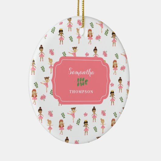 Ballet Roze Ballerina's Dancing Pattern Meisje Keramisch Ornament (Rechts)