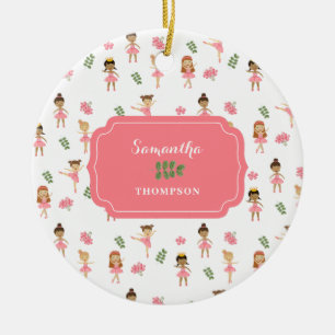 Ballet Roze Ballerina's Dancing Pattern Meisje Keramisch Ornament