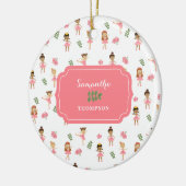 Ballet Roze Ballerina's Dancing Pattern Meisje Keramisch Ornament (Links)