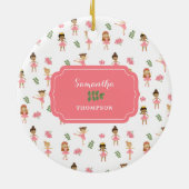 Ballet Roze Ballerina's Dancing Pattern Meisje Keramisch Ornament (Achterkant)