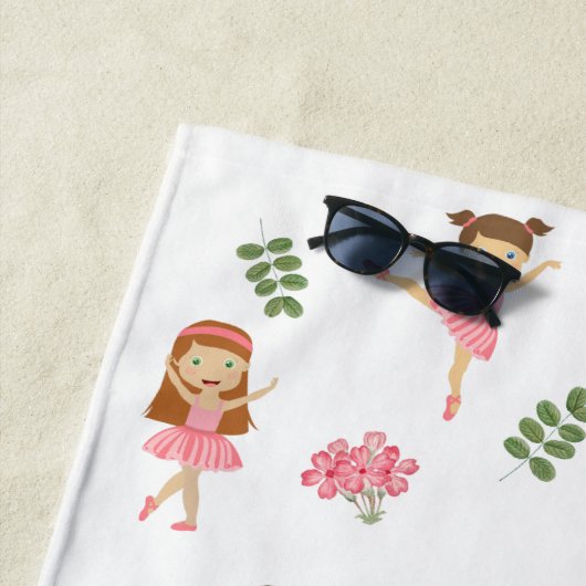 Ballet Roze Ballerina's Dancing Pattern Meisje Strandlaken (In situ)