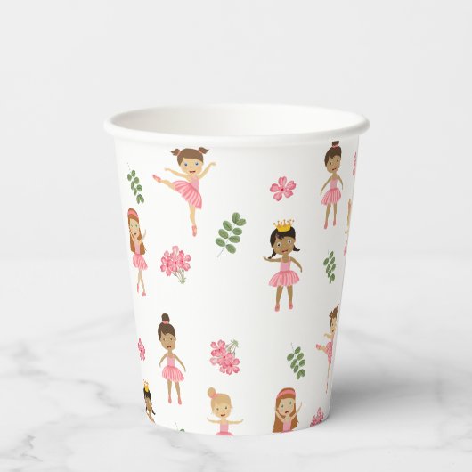 Ballet Roze Ballerina's Dancing Pattern Papieren Bekers (Achterkant)