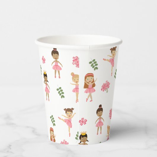 Ballet Roze Ballerina's Dancing Pattern Papieren Bekers (Rechts)