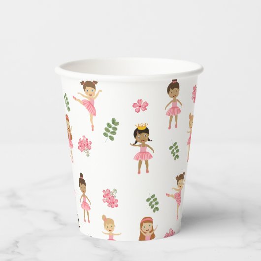 Ballet Roze Ballerina's Dancing Pattern Papieren Bekers (Voorkant)