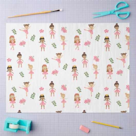 Ballet Roze Ballerina's Dancing Pattern Tissuepapier (Craft)