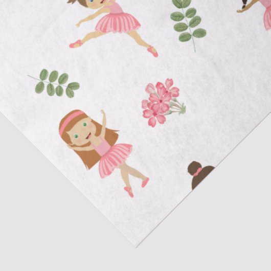 Ballet Roze Ballerina's Dancing Pattern Tissuepapier (Detail)
