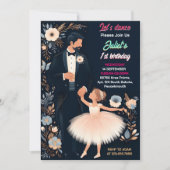 Ballet Roze Tutu Chic Meisjes Ballerina 1e Verjaar Kaart (Voorkant)