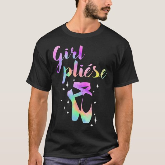 Ballet Saying Quote Girl Pliese Pastel Rainbow Tie T-shirt (Voorkant)