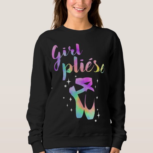 Ballet Saying Quote Girl Pliese Pastel Rainbow Tie Trui (Voorkant)