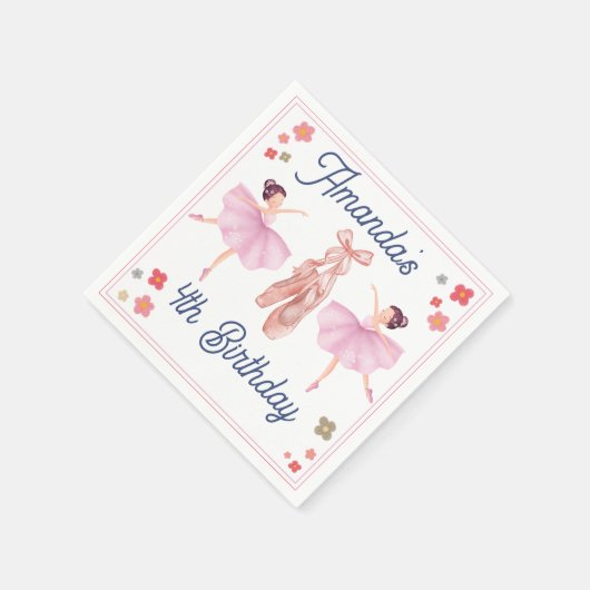 Ballet Schattige Pastel Ballerina Verjaardag Servet (Hoek)