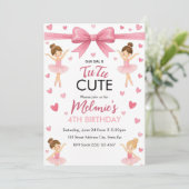 Ballet Schattigee Meisjes Pastel Ballerina Verjaar Kaart (Staand voorkant)