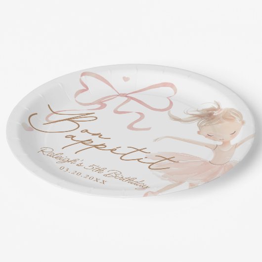 Ballet Schattigee Meisjes Pastel Ballerina Verjaar Papieren Bordje (Gekanteld)