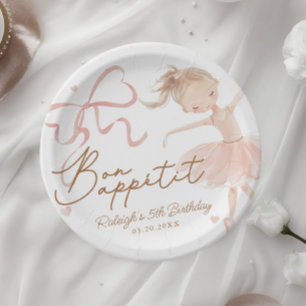 Ballet Schattigee Meisjes Pastel Ballerina Verjaar Papieren Bordje